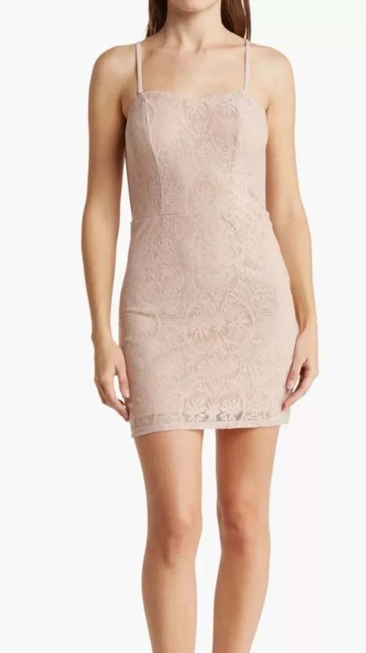Dress The Population Women's Size S Pink Lace Mini Dress